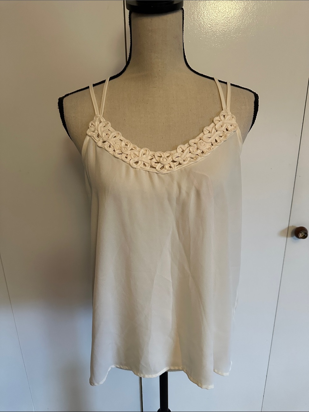 Forever 21 Cream Braided Trim Double-Strap Camisole